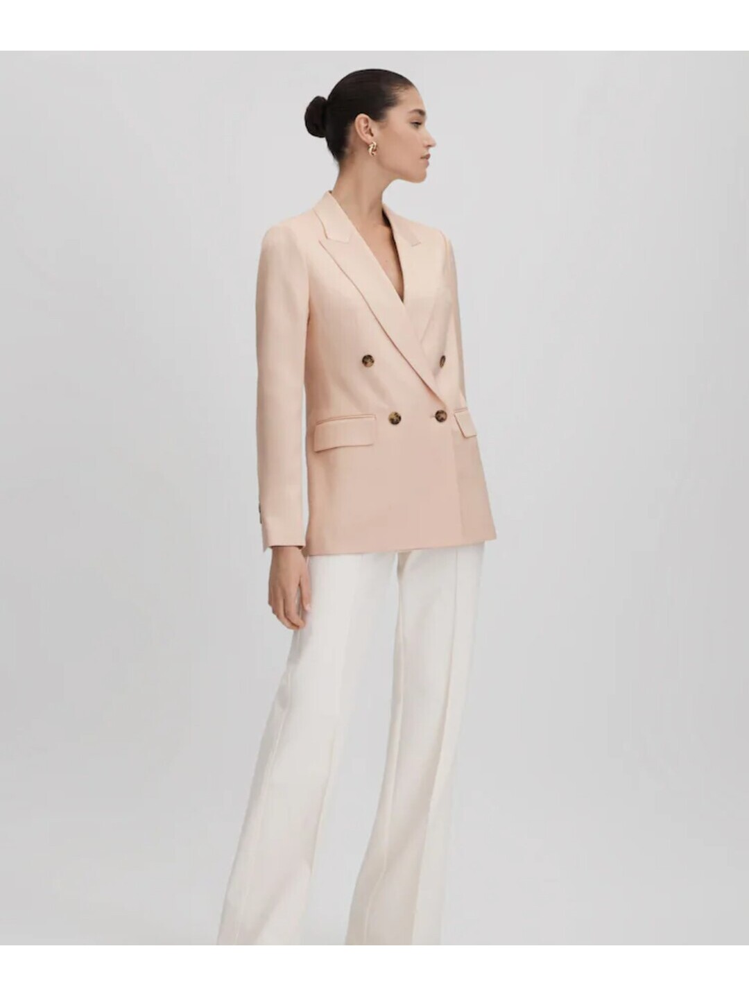 Reiss Eve Double Breasted Satin Blazer In Light Pink Size 6 Nwt